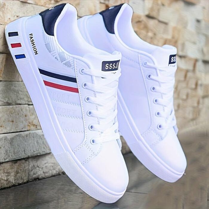 Scarpe Da Skate Da Uomo In Stile Street Solido Alla Moda, Comode Scarpe Da Ginnastica Casual Con Lacci Antiscivolo Per Le Attività All'aperto Da Uomo