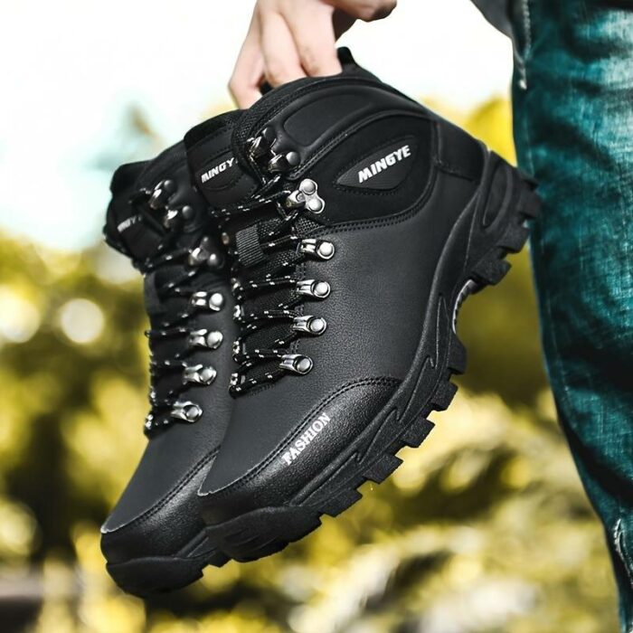 Scarponi Da Trekking Alti E Solidi Alla Moda Da Uomo, Comode Scarpe Stringate Antiscivolo E Durevoli Per Le Attività All'aperto Da Uomo - immagine 3