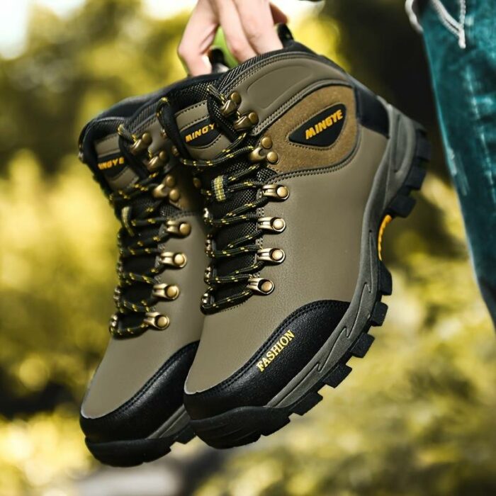 Scarponi Da Trekking Alti E Solidi Alla Moda Da Uomo, Comode Scarpe Stringate Antiscivolo E Durevoli Per Le Attività All'aperto Da Uomo - immagine 2